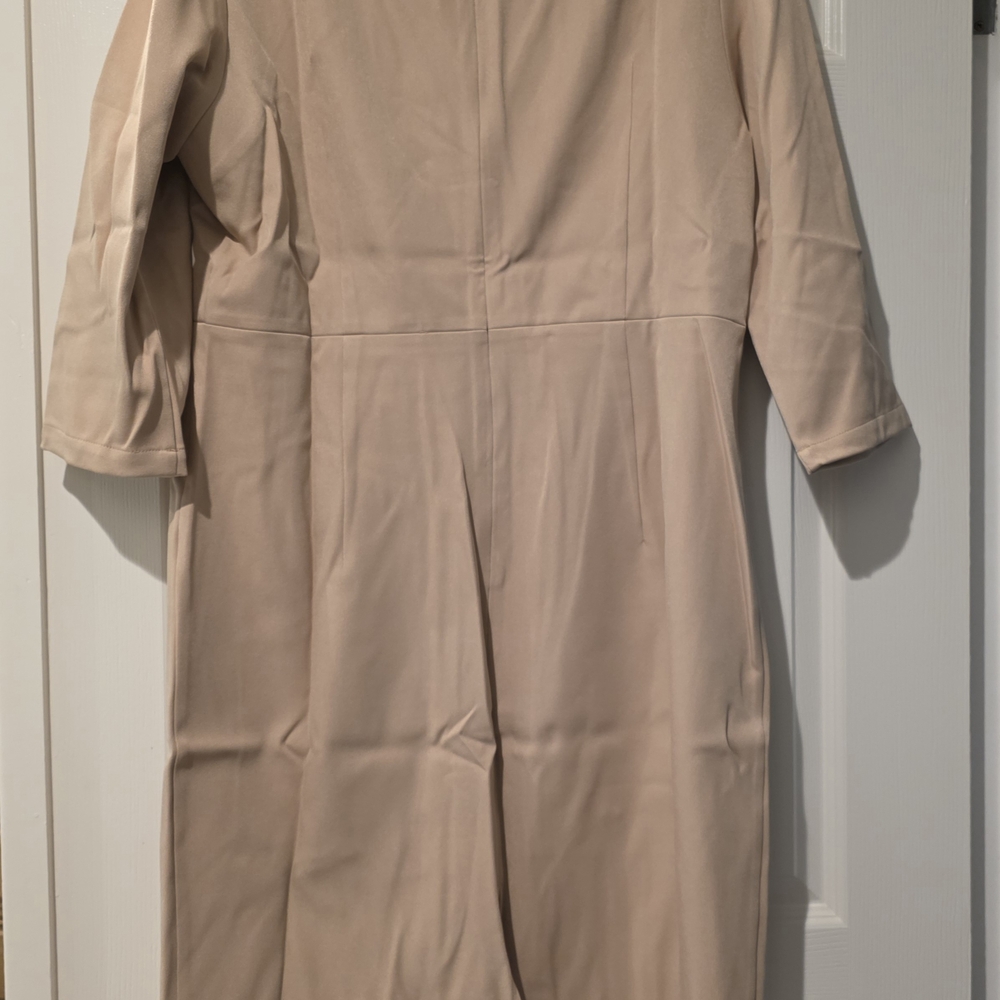 Chic Long Sleeve Beige Dress - Picture 3 of 5